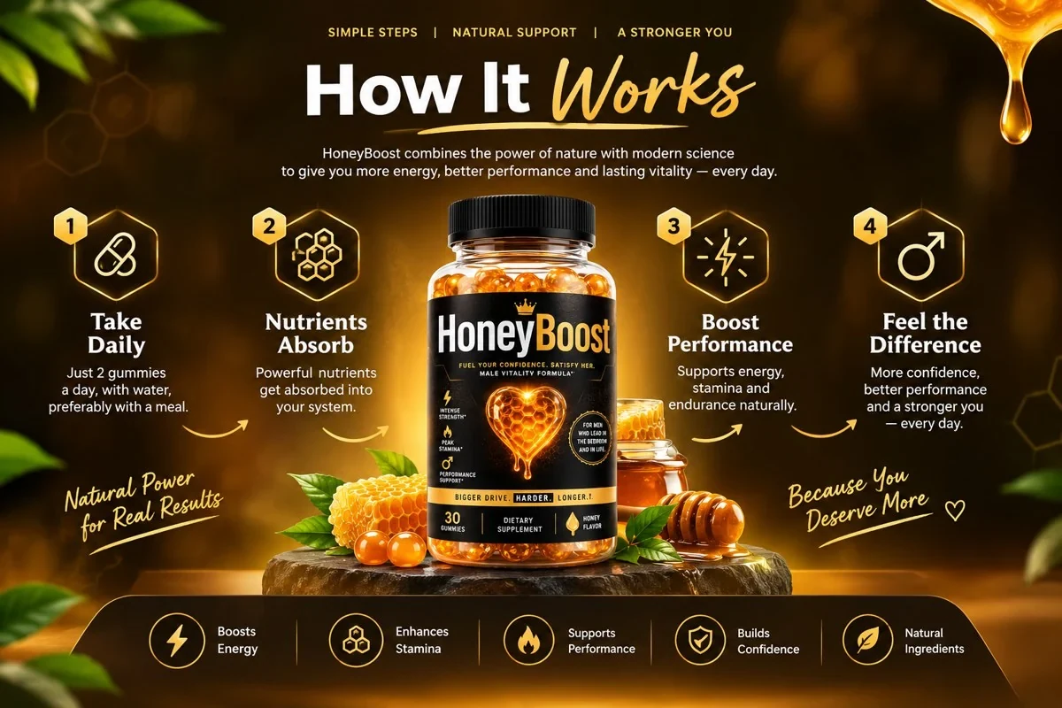 How HoneyBoost works — take daily, nutrients absorb, boost performance, feel the difference